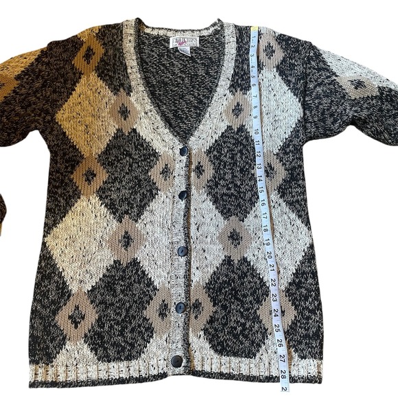 Gina Peters Cardigan Sweater Open Front Geometric Pattern Vintage Academia - Picture 5 of 5
